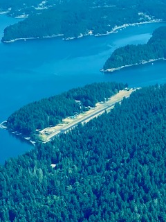 Blakely runway lined with cabins